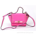 Small Pink Leather Shoulder Bag for Women , Croco Pattern F